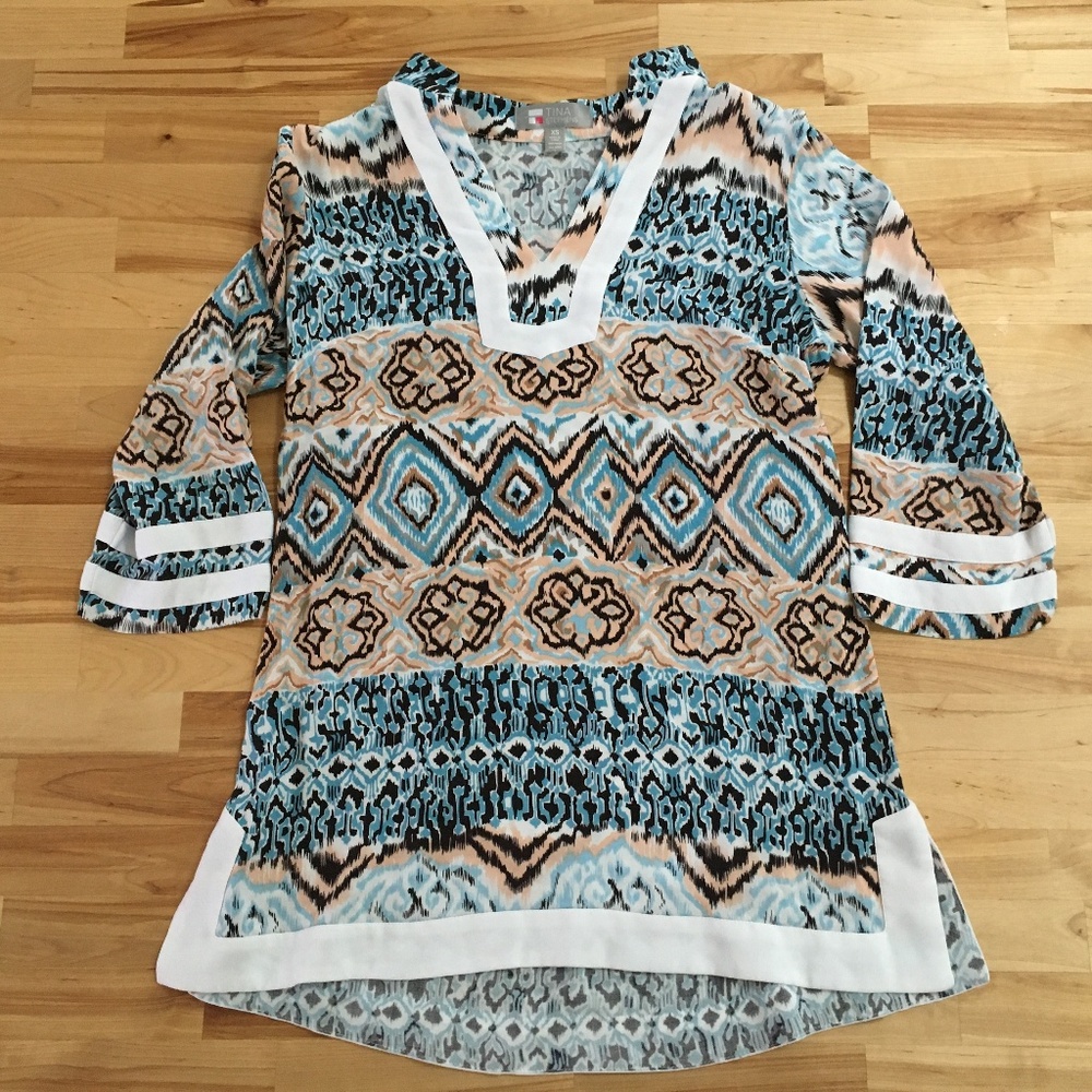 Tina Stephens 3/4 sleeve tunic, size XS
